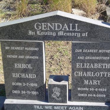 GENDALL Errol Richard 1919-1981 &amp; Elizabeth Charlotte Mary 1923-2009
