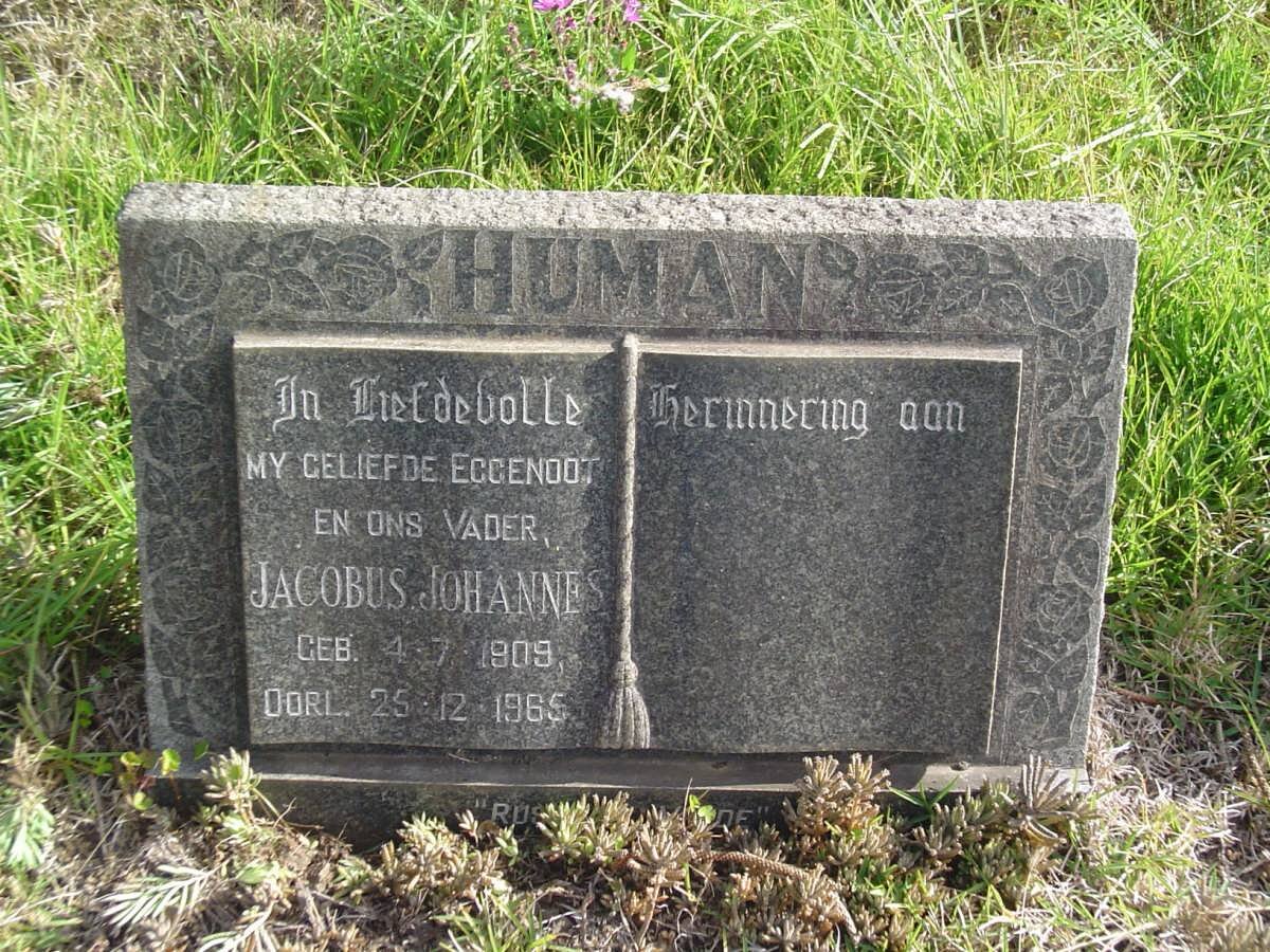HUMAN Jacobus Johannes 1909-1965