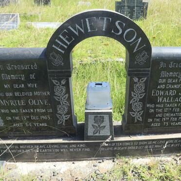 HEWETSON Edward John Wallace -1972 &amp; Myrtle Olive -1963