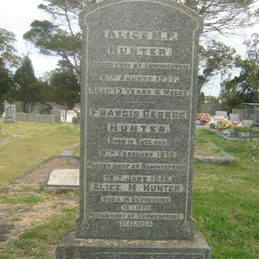 HUNTER Francis George 1875-1946 &amp; Alice M. 1870-1954 :: HUNTER Alice M.P. -1927 