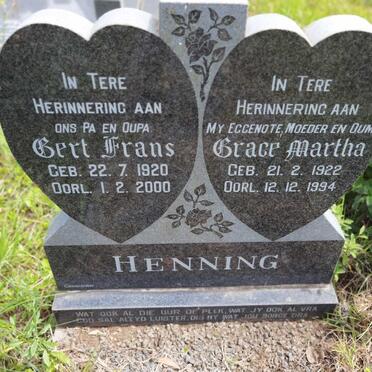 HENNING Gert Frans 1920-2000 & Grace Martha 1922-1994