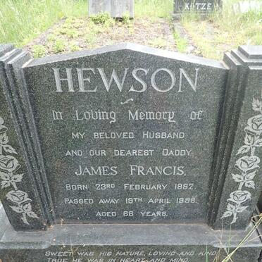 HEWSON James Francis 1892-19?8