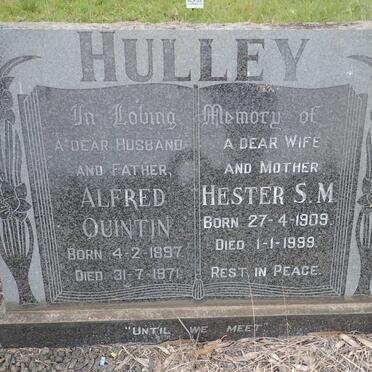 HULLEY Alfred Quintin 1897-1971 &amp; Hester S.M. 1909-1999