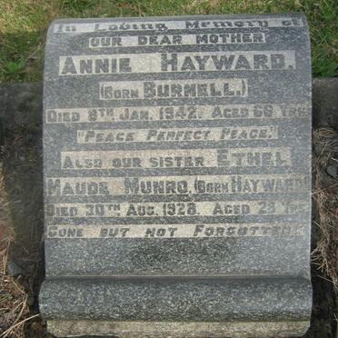 HAYWARD Annie nee BURNELL -1942 :: MUNRO Ethel Maude born HAYWARD 1928-