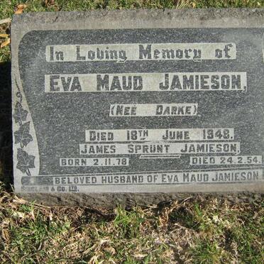 JAMIESON James Sprunt 1878-1954 &amp; Eva Maud DARKE -1948