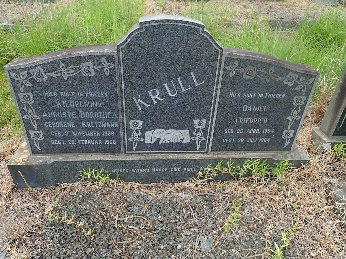 KRULL Daniel Friedrich 1894-1984 &amp; Wilhelmina Auguste Dorothea KRETZMANN 1896-1968