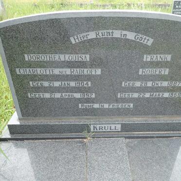 KRULL Frank Robert 1887-1958 &amp; Dorothea Louisa Charlotte RADLOFF 1904-1992