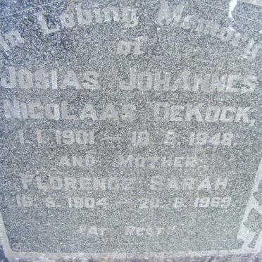 KOCK Josias Johannes Nicolaas, de 1901-1948 &amp; Florence Sarah 1904-1969