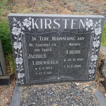 KIRSTEN Jacobus Loduwiekes 1924-1981 &amp; Louise 1930-2006