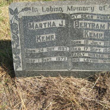 KEMP Bertram N. 1883-1957 &amp; Martha J. 1893-1973