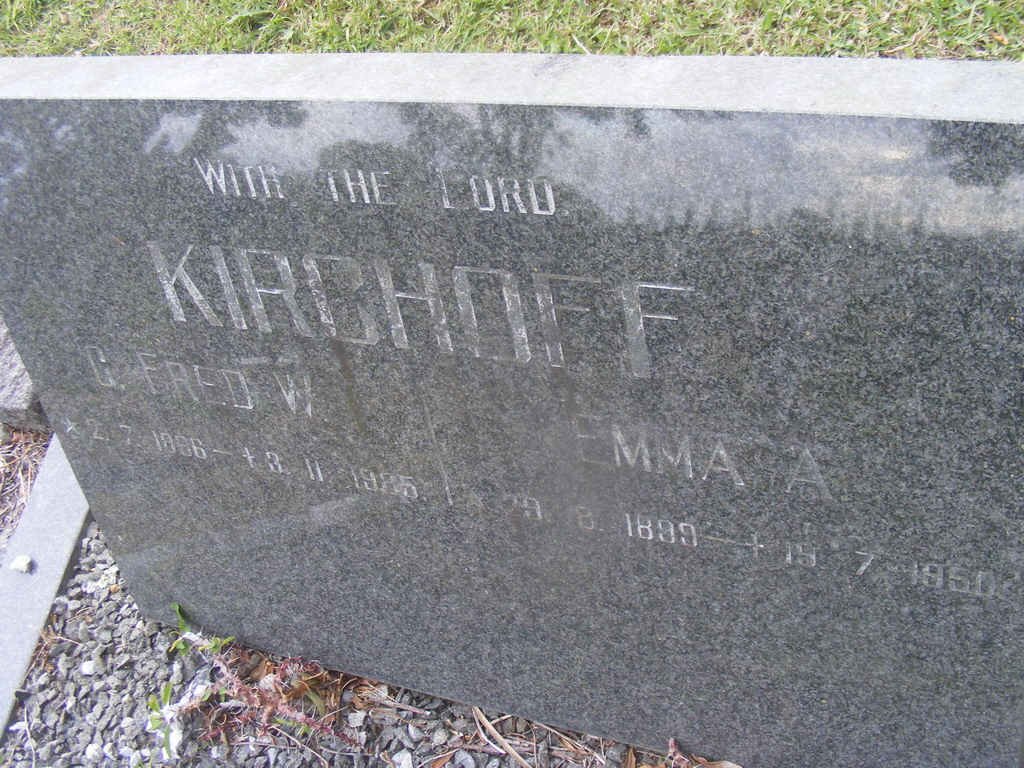 KIRCHOFF G. Fred W. 1896-1985 &amp; Emma A. 1899-1950