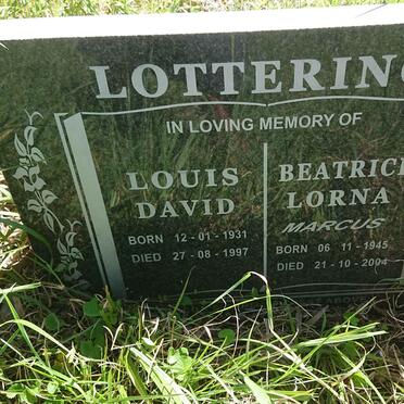 LOTTERING Louis David 1931-1997 &amp; Beatrice Lorna MARCUS 1945-2004