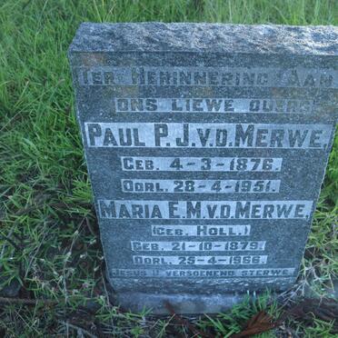 MERWE Paul P.J., v.d. 1876-1951 &amp; Maria E.M. HOLL 1879-1966