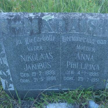 MARAIS Nikolaas Jakobus 1899-1966 &amp; Anna Phillipina 1895-1951