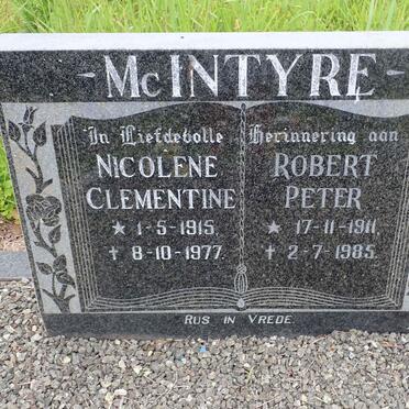 MCINTYRE Robert Peter 1911-1985 &amp; Nicolene Clementine 1915-1977