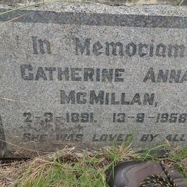 McMILLAN Catherine Anna 1891-1958