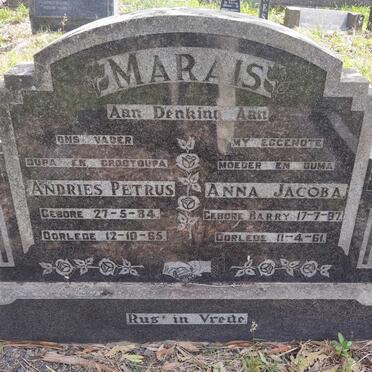 MARAIS Andries Petrus 1884-1965 & Anna Jacoba 1887-1961
