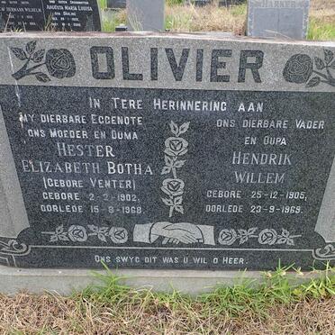 OLIVIER Hendrik Willem 1905-1969 &amp; Hester Elizabeth Botha VENTER 1902-1968