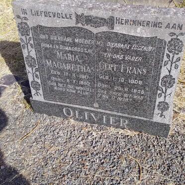 OLIVIER Gert Frans 1908-1956 &amp; Maria Margaretha 1917-1992