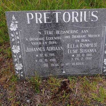 PRETORIUS Johannes Adriaan 1911-1981 &amp; Elsie Susanna 1916-1992