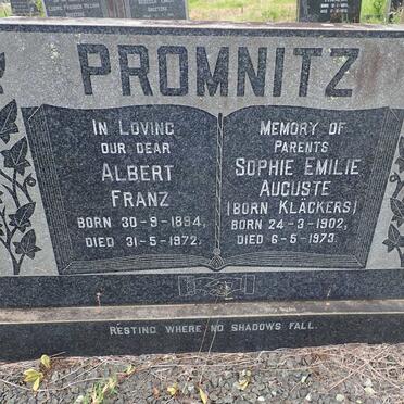 PROMNITZ Albert Franz 1894-1972 &amp; Sophie Emilie Auguste KLACKERS 1902-1973