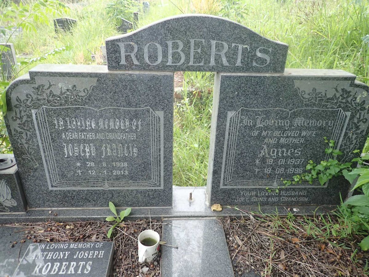 ROBERTS Joseph Francis 1938-2013 &amp; Agnes 1937-1996 :: ROBERTS Anthony Joseph 1961-2008