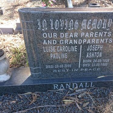RANDALL Joseph Ashton 1926-1985 &amp; Luise Caroline Pauline -2005