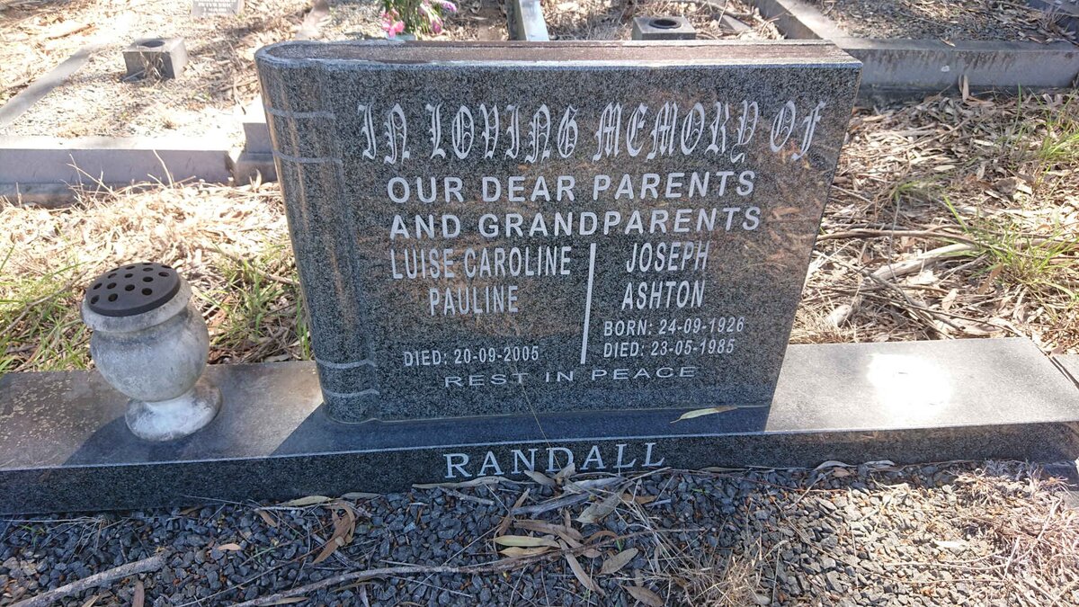RANDALL Joseph Ashton 1926-1985 &amp; Luise Caroline Pauline -2005
