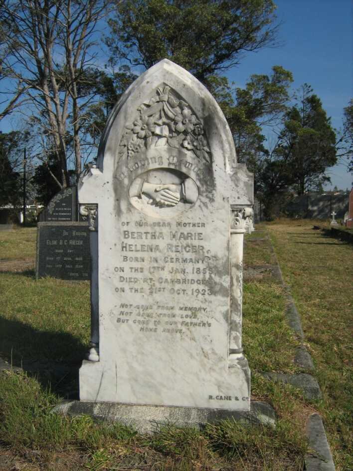 REIGER Bertha Marie Helena 1855-1923