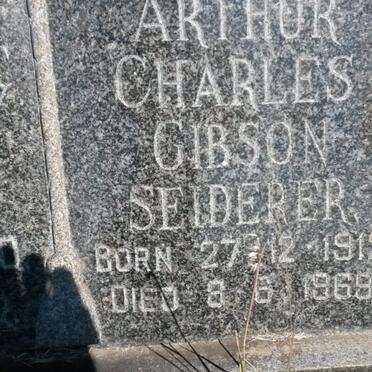 SEIDERER Arthur Charles Gibson 1912-1968 &amp; Audrey May 1910-1967