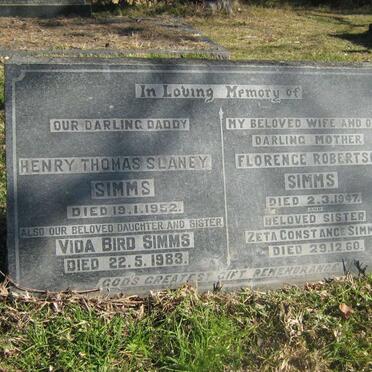 SIMMS Henry Thomas Slaney -1952 &amp; Florence Robertson -1947 