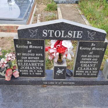 STOLSIE Grant Clarans 1941-2010 & Elizabeth Johanna 1946-1999
