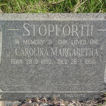STOPFORTH Carolina Margaretha 1892-1965