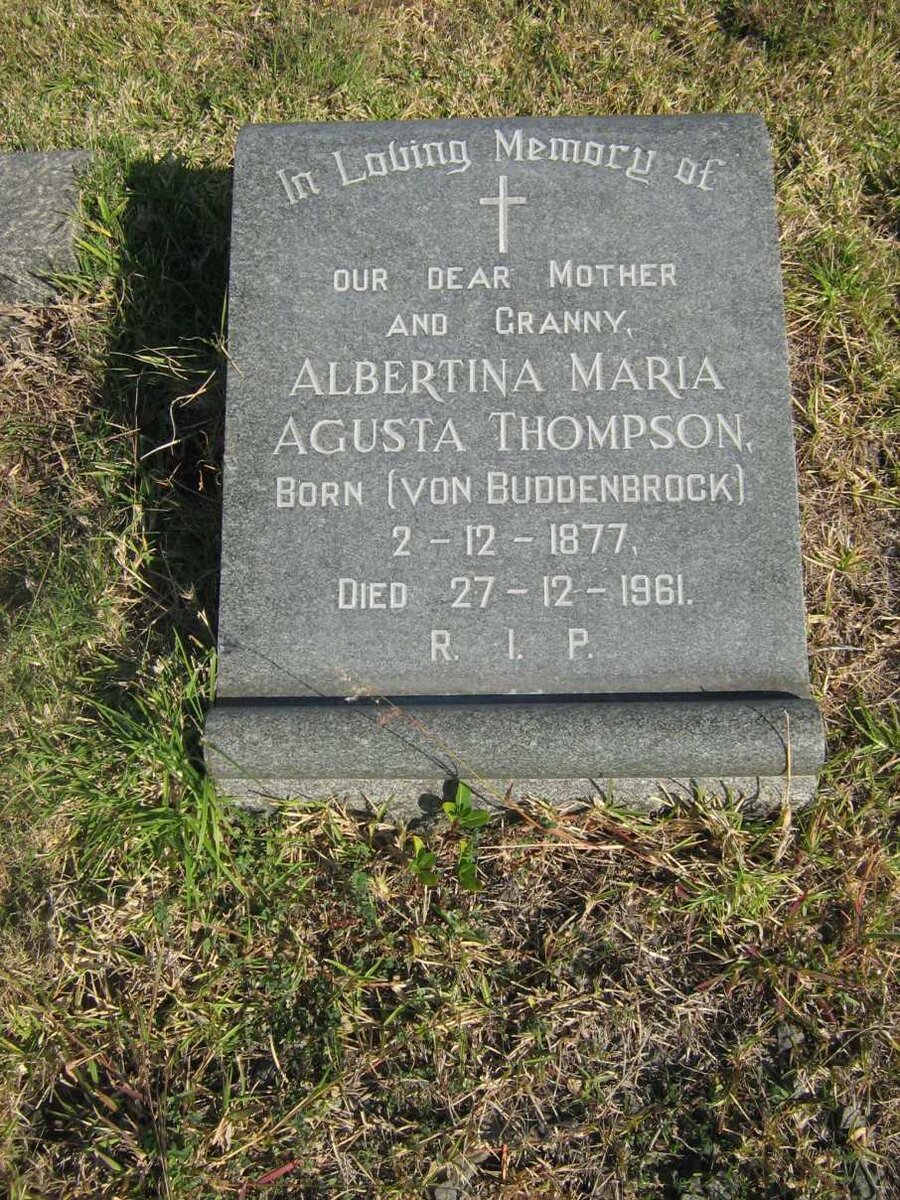 THOMPSON Albertina Maria Augusta nee VON BUDDENBROCK 1877-1961
