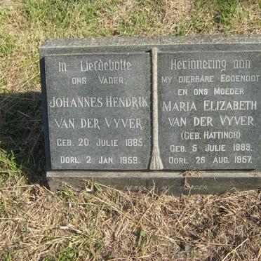 VYVER Johannes Hendrik, van der 1885-1959 &amp; Maria Elizabeth HATTINGH 1889-1957