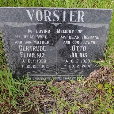 VORSTER Otto Julius 1928-2002 &amp; Gertrude Florence 1920-1982