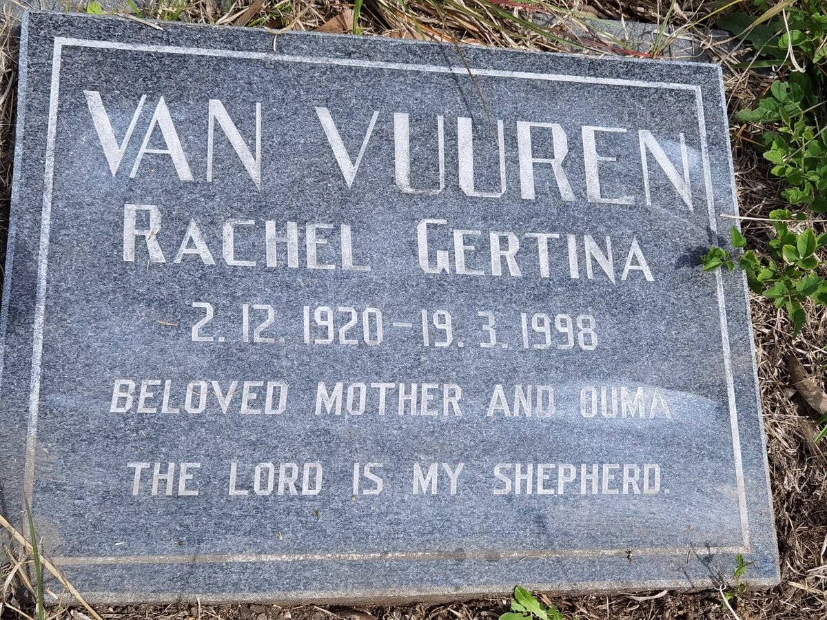 VUUREN Rachel Gertina, van 1920-1998