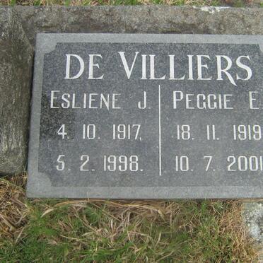 VILLIERS Esliene J., de 1917-1998 &amp; Peggie E. 1919-2001