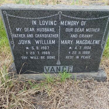 VANCE John William 1907-1969 &amp; Mary Magdalene 1904-1999