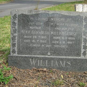 WILLIAMS William George 1909-1957 &amp; Alice Elizabeth 1910-1958