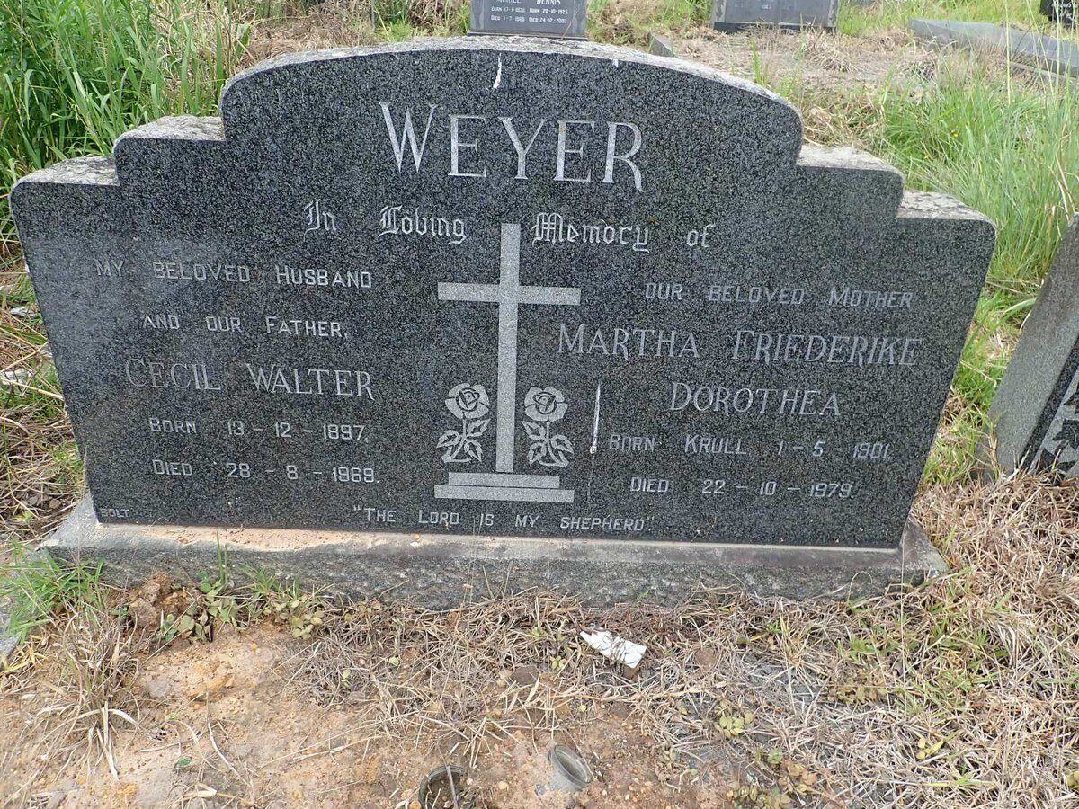 WEYER Cecil Walter 1897-1969 &amp; Martha Friederike Dorothea KRULL 1901-1979