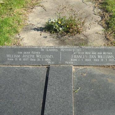 WILLIAMS William Joseph 1897-1965 &amp; Frances Ann 1903-1960