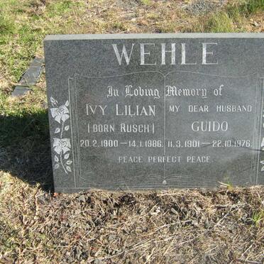 WEHLE Guido 1901-1976 &amp; Ivy Lilian RUSCH 1900-1986 