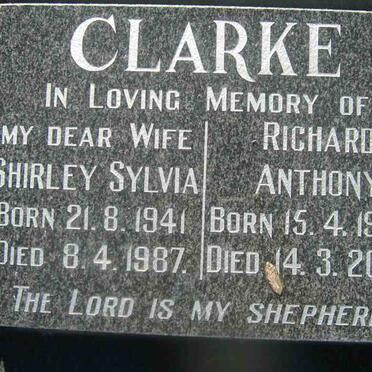 CLARKE  Richard Anthony 1939-2007 &amp; Shirley Sylvia 1941-1987