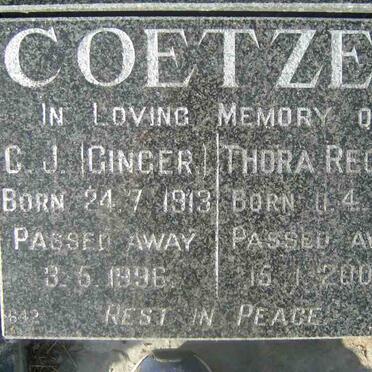 COETZEE C.J.  1913-1996 &amp; Thora Regina 1918-2000