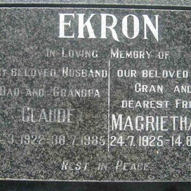 EKRON Claude 1922-1985 &amp; Magrietha S. 1925-2006
