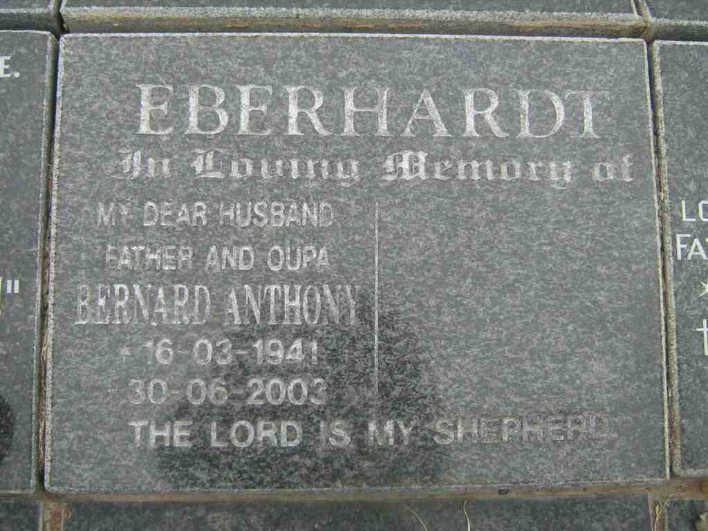 EBERHARDT Bernard Anthony 1941-2003