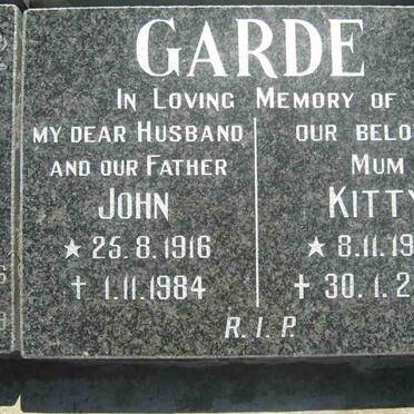 GARDE John 1916-1984 &amp; Kitty 1927-2007