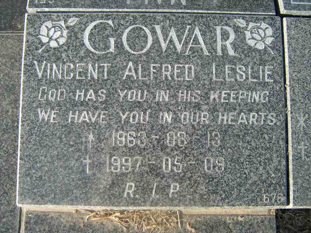 GOWAR Vincent Alfred Leslie 1963-1997