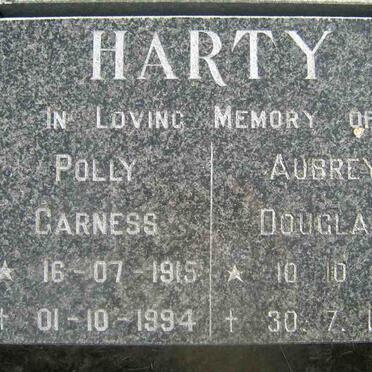 HARTY Polly Carness 1915-1994 &amp; Aubrey Douglas 1915-1995